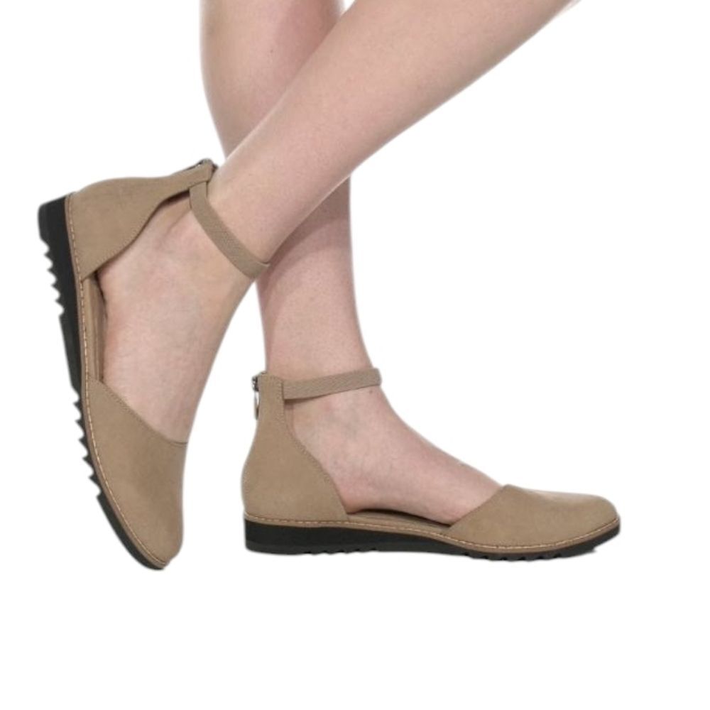 Eileen Fisher Emmet Barley Leather Flats Strappy Ankle Tan Beige Size 9